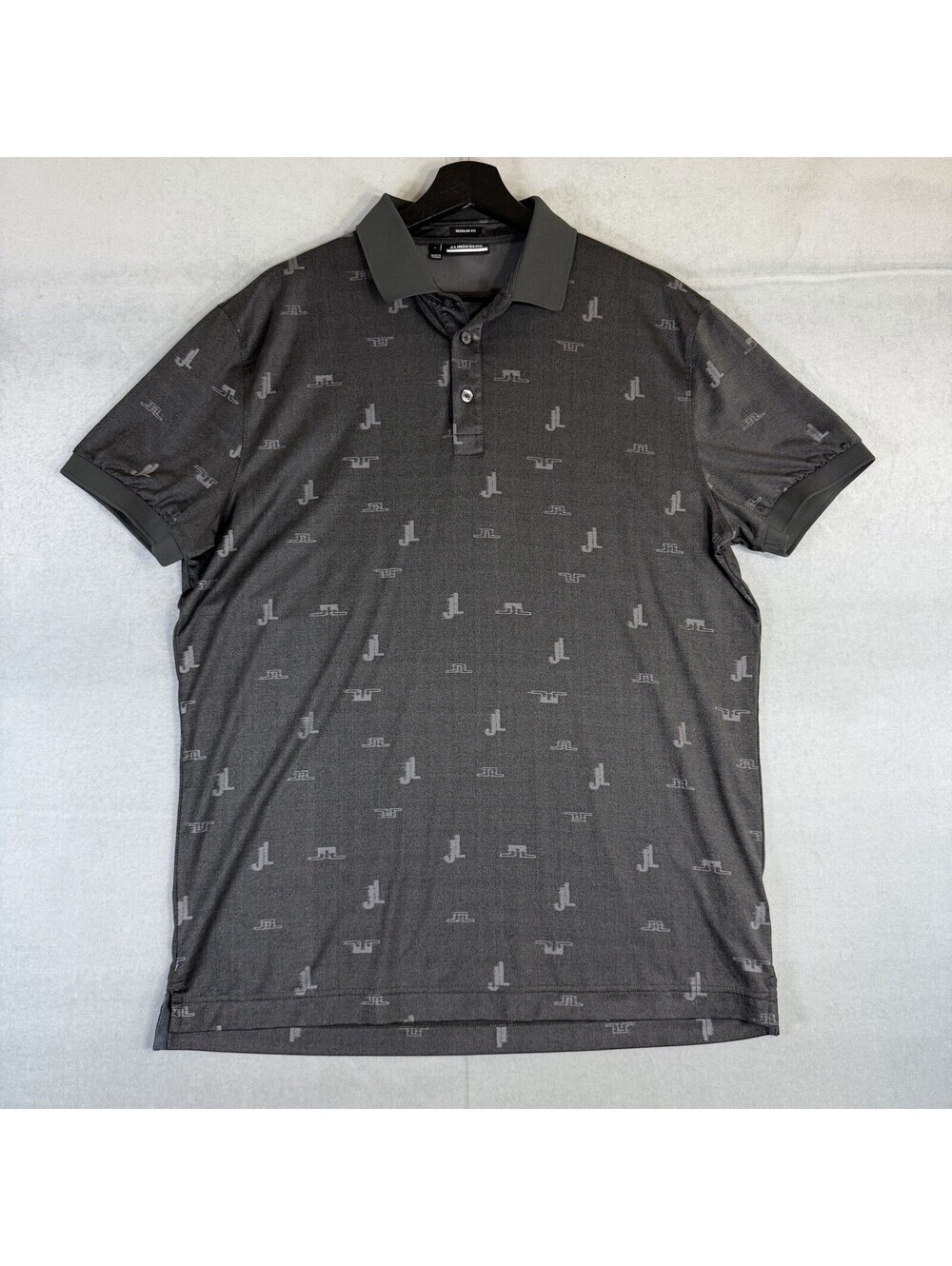 J.Lindeberg Golf Polo Shirt Men’s Large Gray Performance Wicking Regular Fit